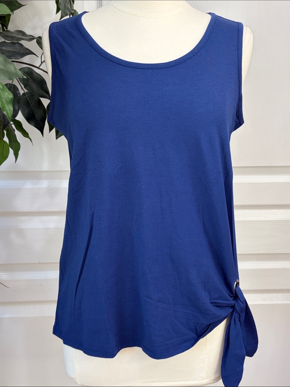 👚Belle by Kim Gravel TripleLuxe Knit Grommet Tank Top ~ Nautical Navy
